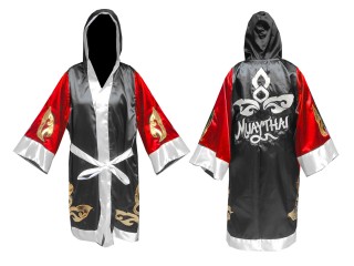 Bata de boxeo personalizada : KNFIR-143-Rojo-Negro
