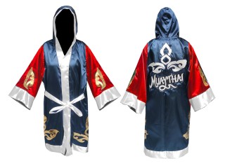 Bata de boxeo personalizada : KNFIR-143-Rojo-Azul marino