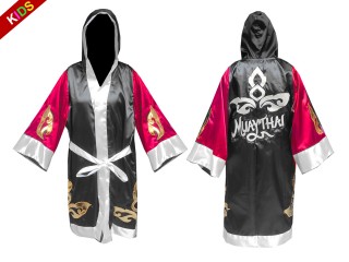 Bata de boxeo personalizada para niños : KNFIRKID-143-Rose-Negro