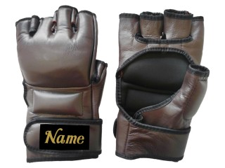 Guantes MMA de cuero real personalizados : KNGCUST-MMA-Marrón