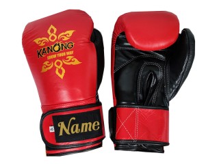 Guantes de boxeo de cuero auténtico personalizados : KNGCUST-R-419