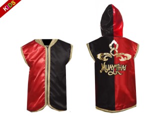 Chaqueta de boxeo personalizada para niños y jóvenes. : Rojo-Negro Diseño tailandés
