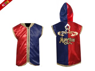 Chaqueta de boxeo personalizada para niños y jóvenes. : Rojo-Azul marino Diseño tailandés
