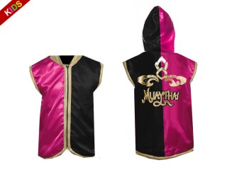 Chaqueta de boxeo personalizada para niños y jóvenes. : Rose-Negro Diseño tailandés