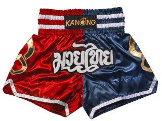 Shorts de kickboxing Kanong : KNS-143-Rojo-Azul marino