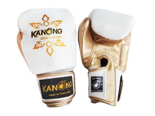 Guantes de boxeo de entrenamiento Kanong : Thai Power Blanco y Oro