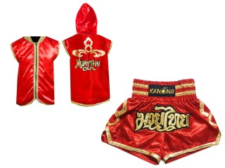 Sudaderas con capucha y pantalones cortos para boxeo Muay Thai : 121 Rojo