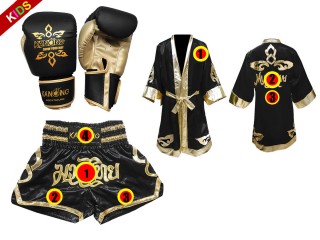 Set de boxeo infantil - Set de boxeo personalizado para niños (7-13 años) : Negro 