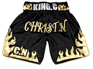 Pantalones de boxeo personalizados : KNBXCUST-2070-Negro