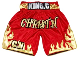 Pantalones de boxeo personalizados : KNBXCUST-2070-Rojo