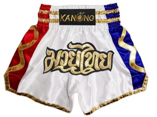 Pantalon de kickboxing Kanong : KNS-141-Blanco