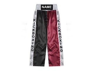 Pantalones de kickboxing personalizados : KNPANTS-001-Negro-Granate