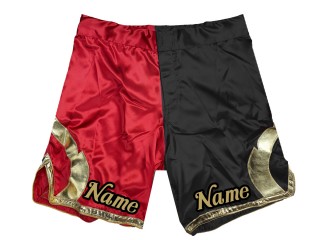 Shorts de MMA personalizados con nombre : Rojo-Negro 