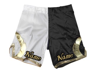 Shorts de MMA personalizados con nombre : Blanco-Negro
