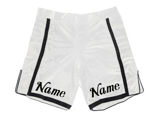Pantalones de MMA personalizados con nombre : Blanco-Negro