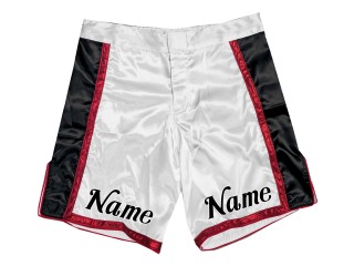 Pantalones de MMA personalizados con nombre : Blanco-Rojo