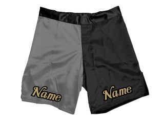 Shorts de MMA personalizados añaden nombre : Gris-Negro