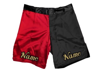 Pantalones MMA con diseño personalizado y nombre  : Rojo-Negro