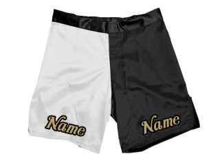 Pantalones MMA con diseño personalizado y nombre : Blanco-Negro