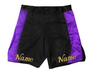 Shorts de MMA personalizados con nombre : Negro-Púrpura