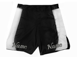 Shorts de MMA personalizados con nombre : Negro-Blanco