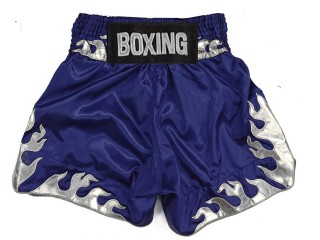 Calzoncillos de boxeo personalizados : KNBSH-038-Azul marino con llama