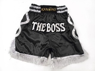 Pantalones de boxeo personalizados para hombre : KNBXCUST-2048-Negro