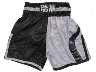 Diseña tus propios shorts de boxeo : KNBXCUST-2049-Negro-Gris