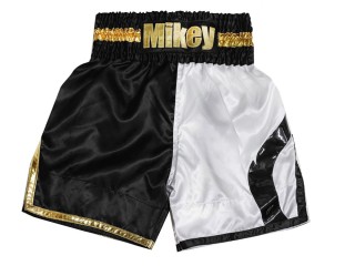 Pantalon de boxeo personalizados : KNBXCUST-2049-Negro-Blanco