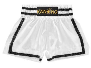 Pantalones cortos Kanong Kickboxing : KNS-140-Blanco-Negro