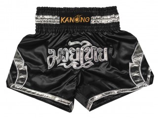 Pantalones de kickboxing Kanong : KNS-144-Negro-Plata