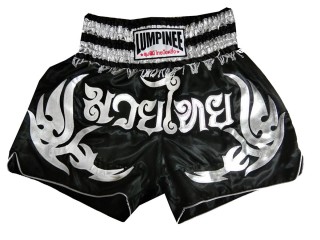 Pantalones de entrenamiento de kickboxing Lumpinee: LUM-050-Negro-Plata