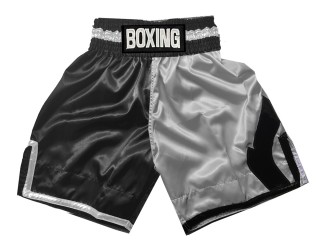 Pantalones de boxeo personalizados : KNBSH-037-TT-Negro-Plata