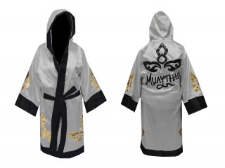 Bata de boxeo Kanong hecha a medida : KNFIR-143-Plata
