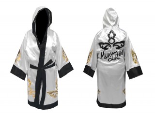 Bata de boxeo Kanong hecha a medida : KNFIR-143-Blanco