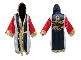 Bata de boxeo Kanong hecha a medida : KNFIR-120-Azul marino