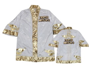 Bata de boxeo personalizada Kanong : KNFIRCUST-001-Blanco