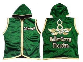 Chaqueta con capucha de boxeo personalizada : KNHODCUST-001-Verde-Oro