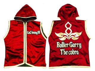 Chaqueta con capucha de boxeo personalizada : KNHODCUST-001-Rojo-Oro