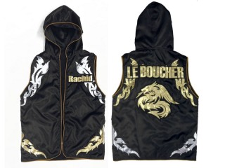 Chaqueta con capucha de boxeo personalizada : KNHODCUST-002-Negro-Dragon
