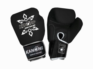 Guantes de boxeo de cuero genuino Kanong : Negro