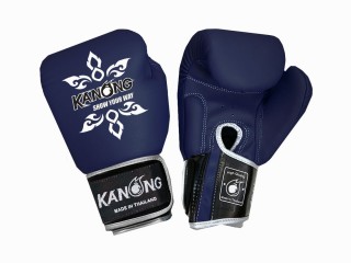 Guantes de boxeo de cuero genuino Kanong : Azul marino