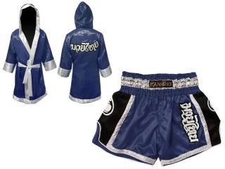 Kanong bata de boxeo personalizada y pantalones thai : 208-Azul marino