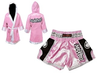 Kanong bata de boxeo personalizada y pantalones thai : 208-Rosa