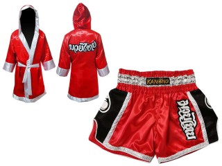 Kanong bata de boxeo personalizada y pantalones thai : 208-Rojo