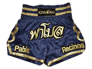 Shorts de boxeo azul marino personalizados : KNBXCUST-2003