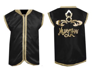 Chaqueta de ring de boxeo personalizada : Negro diseño tailandés