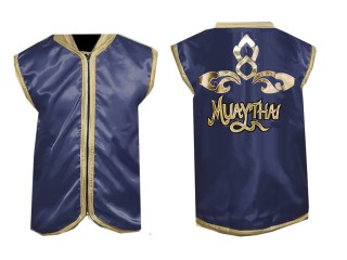 Chaqueta de ring de boxeo personalizada : Azul marino diseño tailandés