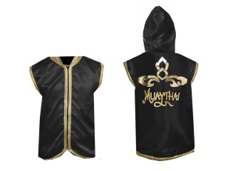 Chaqueta de ring de boxeo personalizada : Negro diseño tailandés