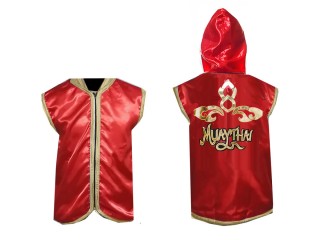 Chaqueta personalizada con capucha de boxeo : Rojo diseño tailandés